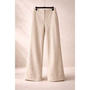 CHAPS Linen Wide Leg Pants Beige Lined Flat Front High Rise Size 6